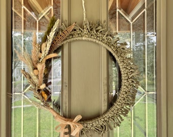 Moody fall wreath, every green wreath, boho fall wreath, dried flower wreath, forever flower wreath, rustic front door wreath, woodland