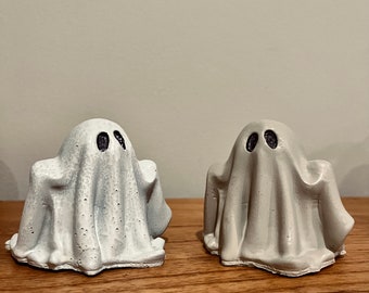 Cement ghost figurines, ghost decorations, cute ghost decor, Halloween statues, Halloween tabletop decor