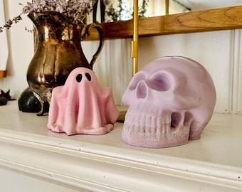 Cement ghost figurines, ghost decorations, cute ghost decor, Halloween tabletop decor, pastel ghosts, ghost ornaments,