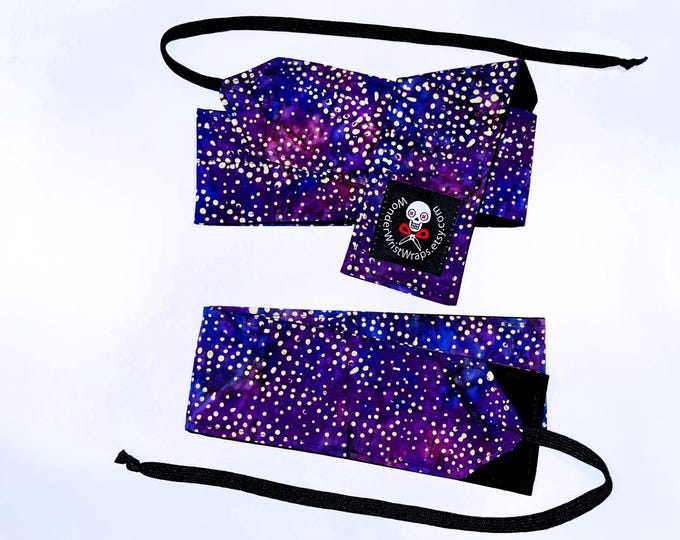 Yellow Dots Batik, Wrist Wraps, WOD, Wrist Wraps Weightlifting, Purple