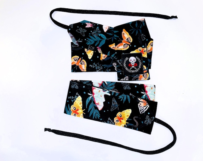 Moth Wrist Wraps, WOD, Weightlifting, Athletic, Butterfly, Midnight Garden