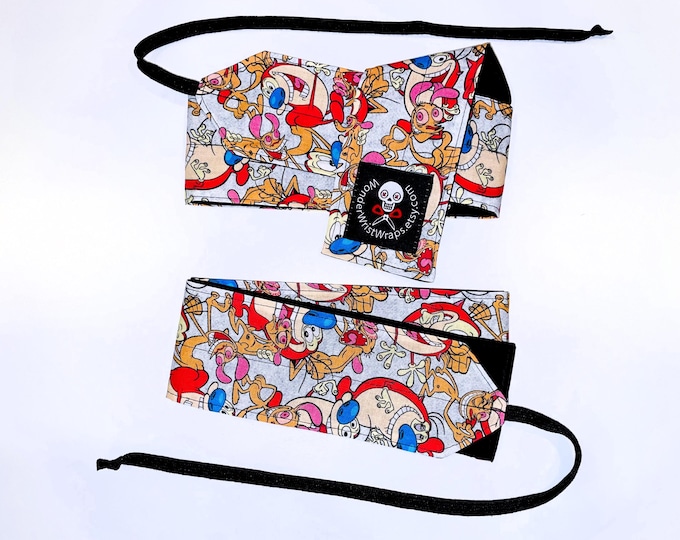 Ren Stimpy Wrist Wraps, WOD, Weightlifting, Athletic, Nickelodeon 90s