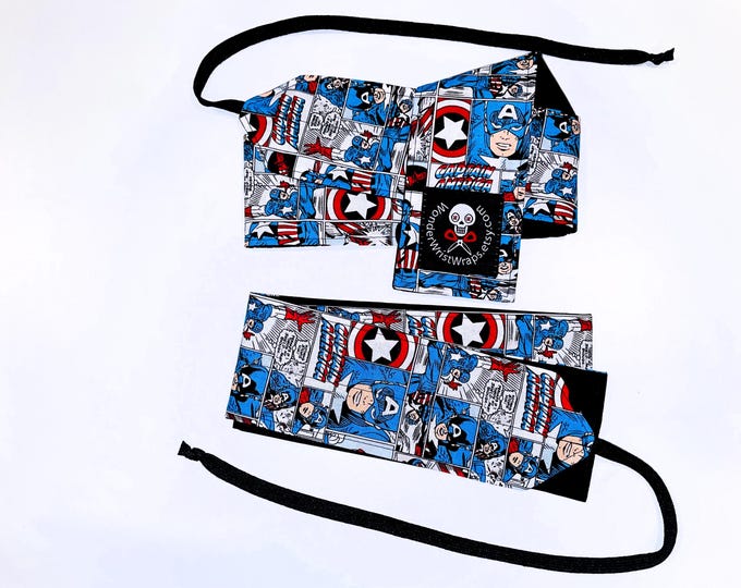 Captain America Wrist Wraps, WOD, Weightlifting, Athletic