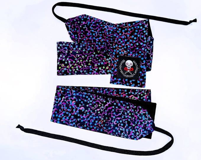 Blue Dots Batik, Wrist Wraps, WOD, Wrist Wraps Weightlifting,