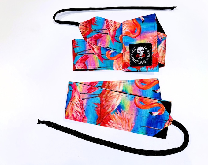 Pink Flamingo Wrist Wraps, WOD, Weightlifting, Athletic