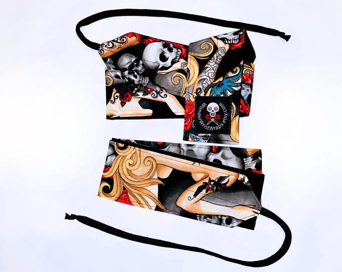 Sugar Skull Pin Up Wrist Wraps, WOD, Weightlifting, Athletic
