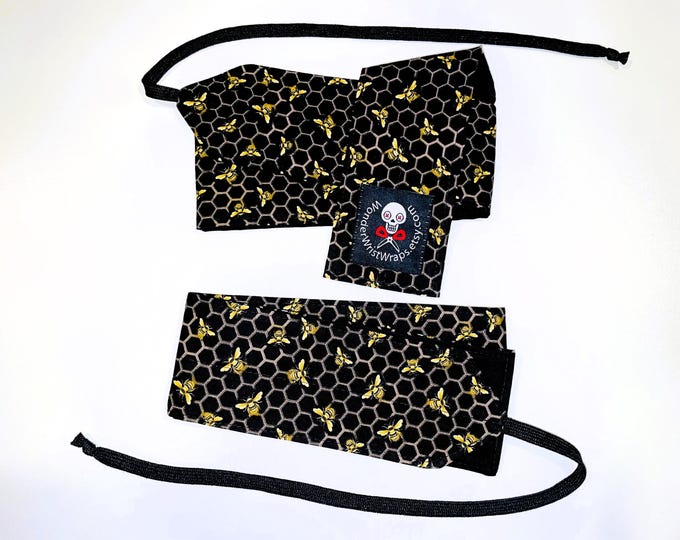 Bees, Honeycomb, Wrist Wraps, WOD, Weightlifting, Athletic