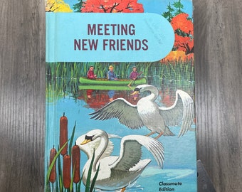 Meeting New Friends vintage upcycled blank sketchbook