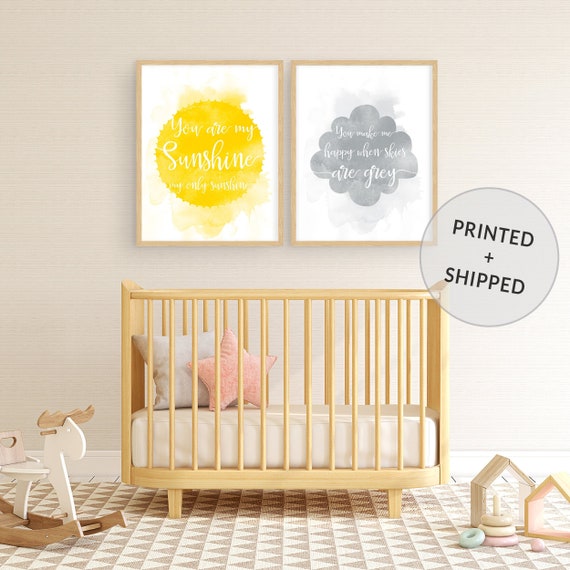 yellow and grey nursery accessories