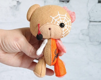 Felt Zombie Bear, Gingermelon bear, felt bear, Halloween bear, heirloom doll, doll, felt doll, bear, teddy, Zombie