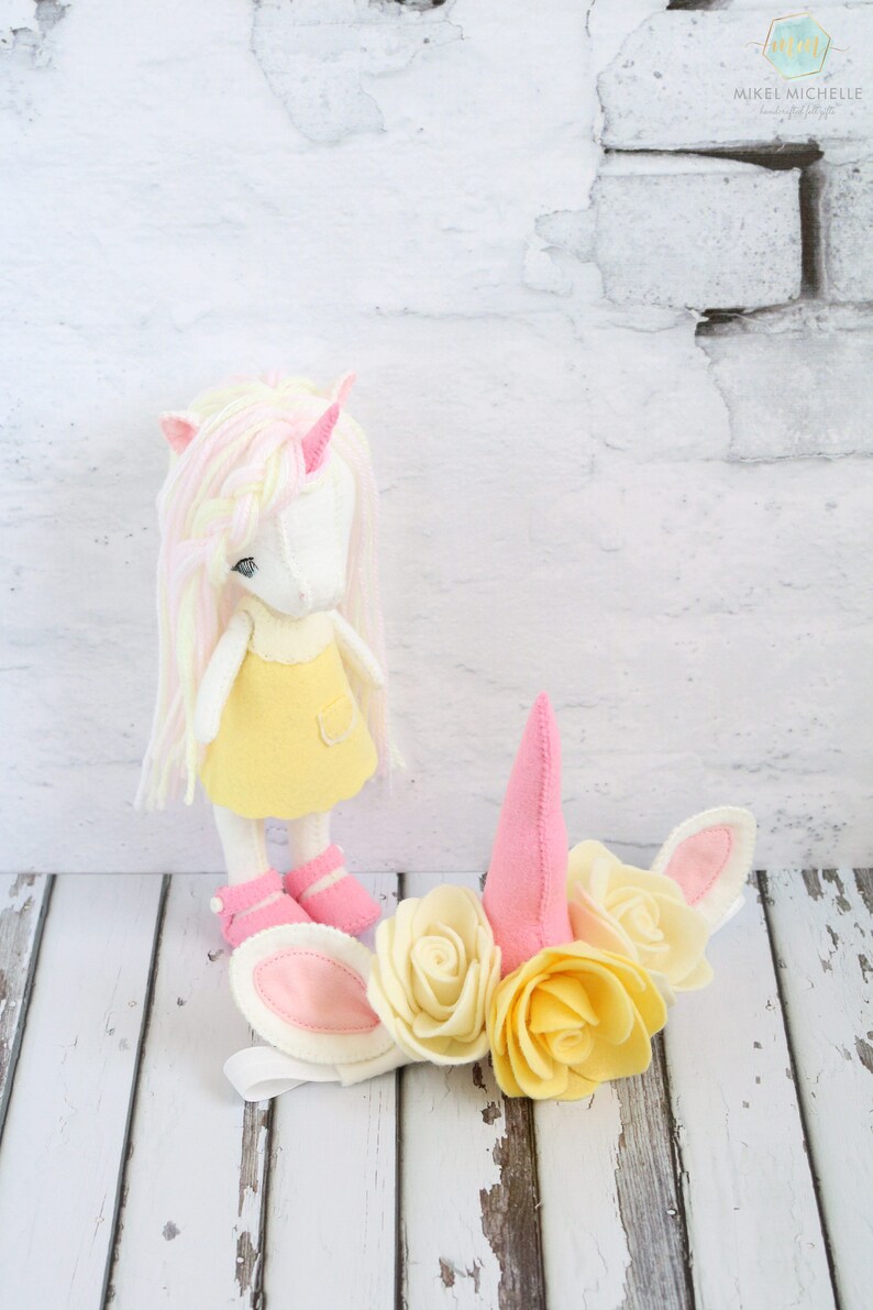 felt unicorn felt headband Gingermelon unicorn Li/'l Luv Unicorn doll heirloom doll Gingermelon unicorn unicorn girl Gingermelon doll