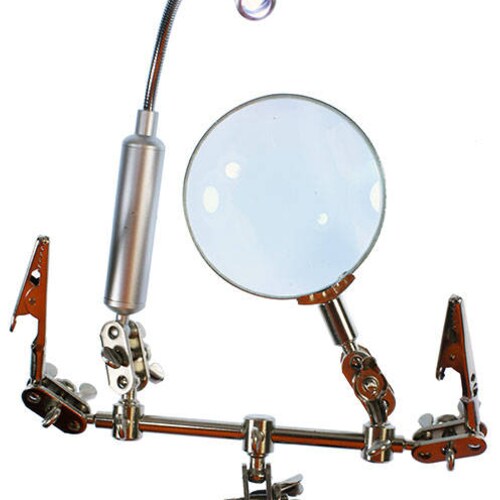 Dual Third Hand Holder With Magnifer and LED Light 54.087 Etsy