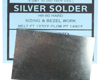 Silver Sheet Solder Hard 5dwt (1/4oz)  (SSSH)