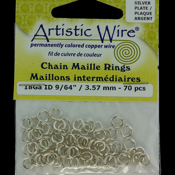 Artistic Wire Tarnish Resistant Silver Color Jump Ring 3.5mm ID (9/64") 18ga (900AWS-04)