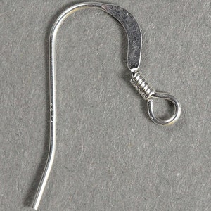 May include: Silver earring hook with a coiled wire loop at the top.