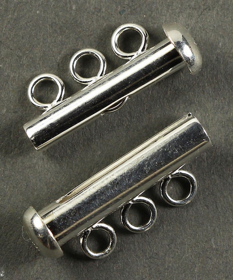 Pollished Tube Clasp With 3 Rings Sterling Silver 4.3x22mm Etsy