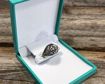 Slim Proposal Engagement Ring Box Teal/White (DBX6011)