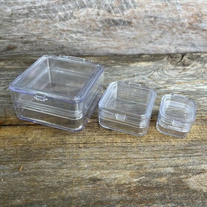 10pcs Small Boxes Square Transparent Plastic Jewelry Storage Case Finishing  Container Packaging Storage Box for Earrings Rings