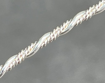 Sterling Silver Smooth and Beaded Twist-Pattern Wire 2.3mm, 11ga (SPW21)