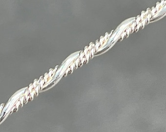 Sterling Silver Smooth and Beaded Twist-Pattern Wire (Inch) 2.3mm, 11ga (SPW21)