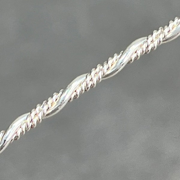 Sterling Silver Smooth and Beaded Twist-Pattern Wire (Inch) 2.3mm, 11ga (SPW21)