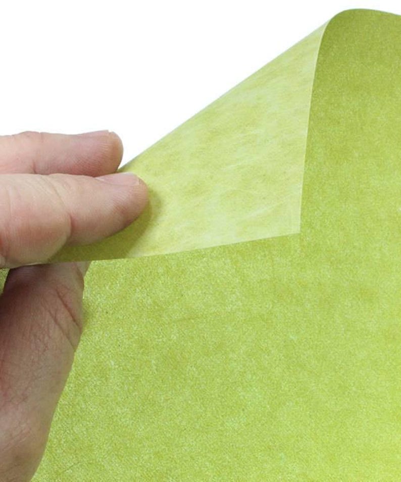 May include: A sheet of light green textured paper with a slightly lighter green color on the underside.