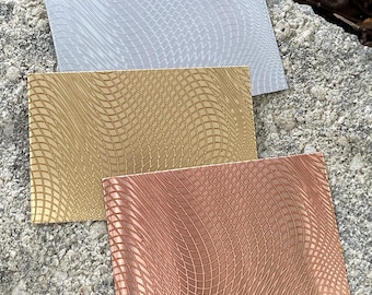 Warped Mesh Laser Engraved Metal Sheet 3x2” = Textured Jewelry Blank = Copper, Brass & More  (XLP0031)