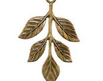 Trinity Vintage Brass Stamping 23.5x36mm LEAF SPRIG (each) (MSB1073) **CLOSEOUT**