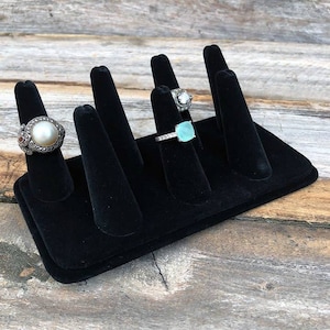 Black Value Velvet Seven Finger Ring Display (DRG1437)