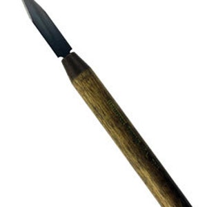 May include: A small, black wood carving knife with a wooden handle.