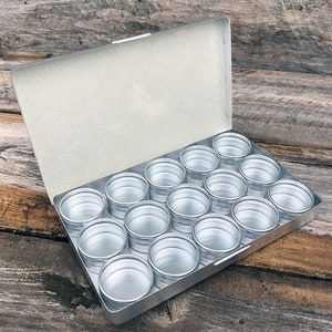 Metal Storage Box with 15 Glass Top Jars  (BX1015)