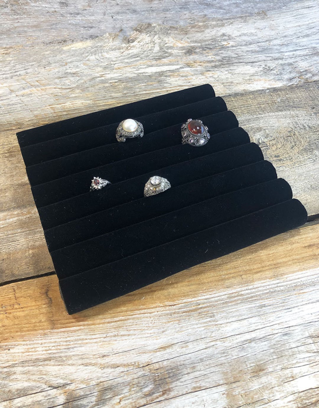 Black Value Velvet Ring Tray Insert Continuous Slot 73/4 X 63/4