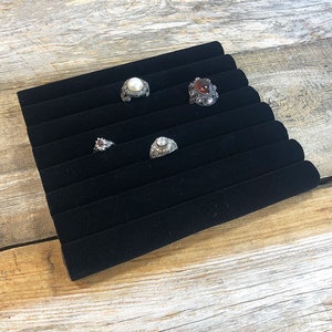 Black Value Velvet Ring Tray Insert Continuous Slot 7-3/4&quot; x 6-3/4&quot;  (DRG1221)