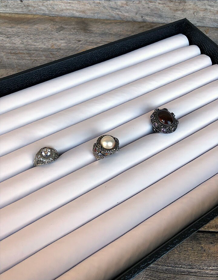 White Leatherette Ring Tray Insert Continuous Slot Etsy