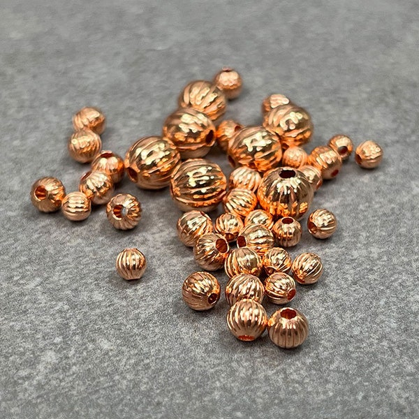 Copper Corrugated Round Beads (ABCU-CXX) **Choose Size**