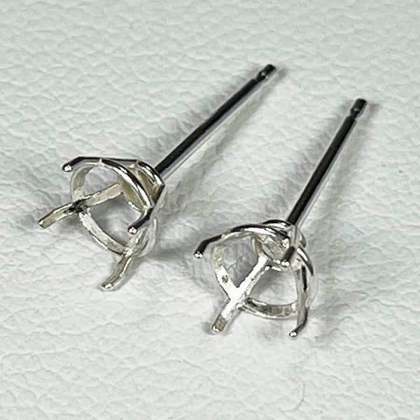 Sterling Cast Earring 4 Prong Martini Glass Style (Pair) (103S-XX) (Choose Size)