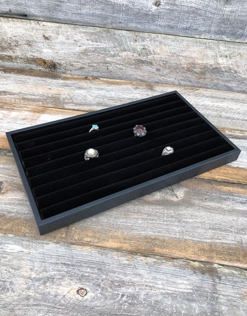 Black Value Velvet Ring Tray Insert Continuous Slot 141/8 x Etsy