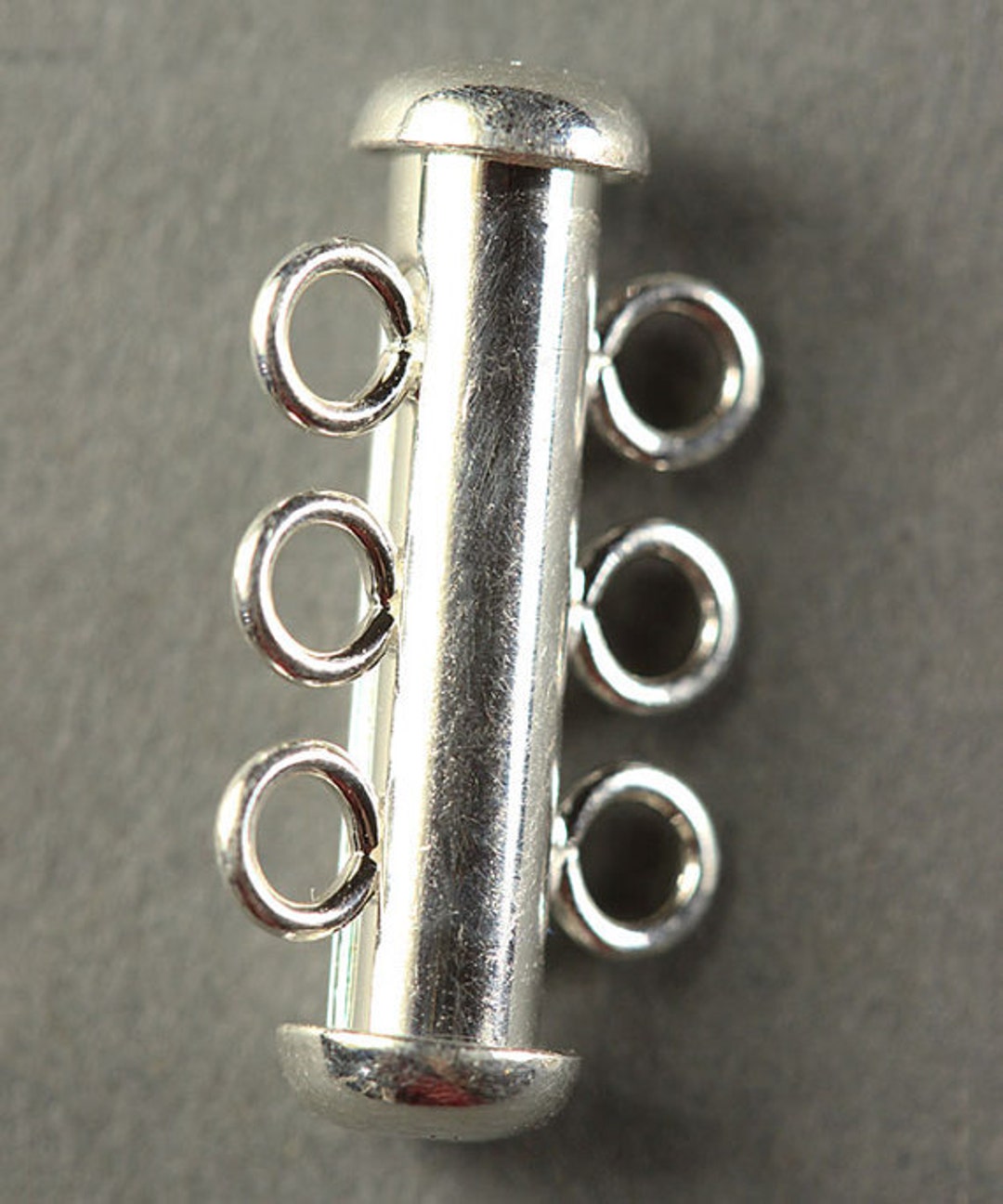 Pollished Tube Clasp With 3 Rings Sterling Silver 4.3x22mm each 5000S