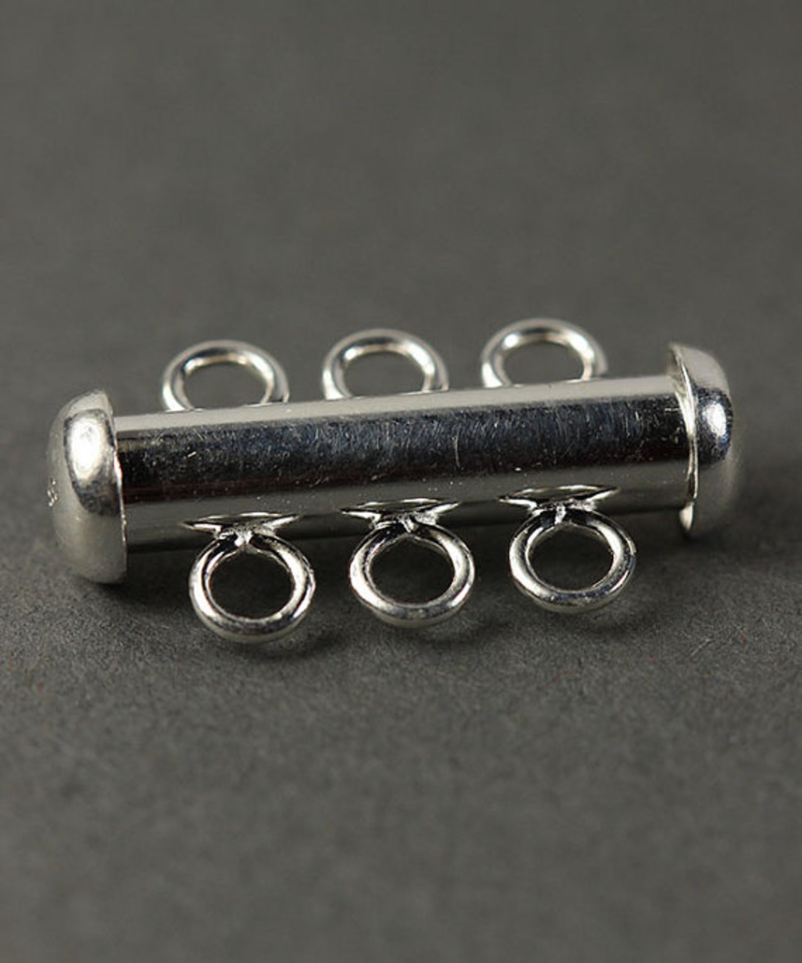 Pollished Tube Clasp With 3 Rings Sterling Silver 4.3x22mm Etsy