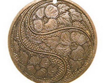 Trinity Vintage Brass Stamping 31mm Swirling Flower Pendant (each) (MSB1060) **CLOSEOUT**