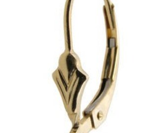 14ky Gold Leverback with Fleur De Lis w/ Ring (Sold by the piece- Pkg of 1) (428-02)