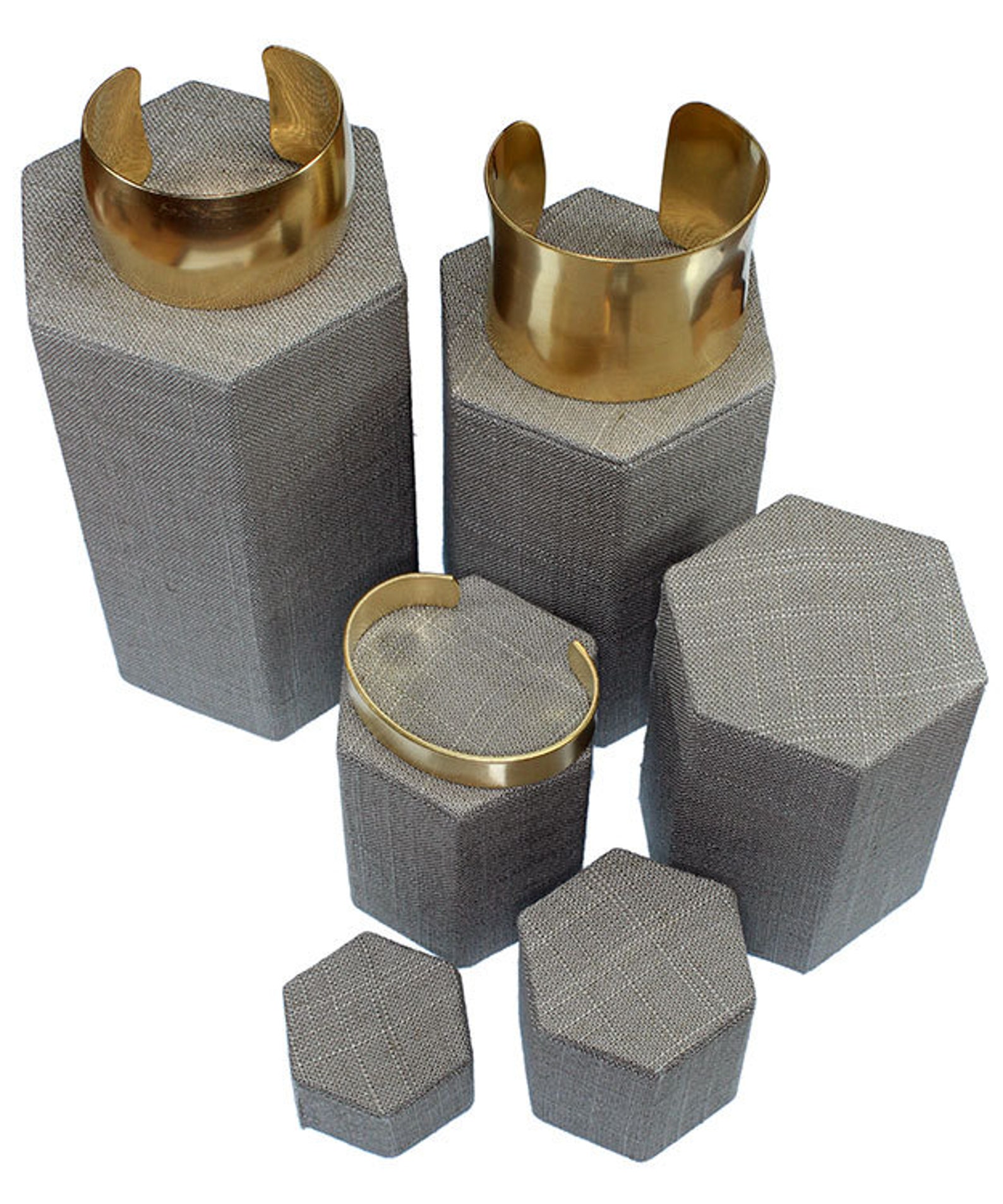 Stackable Riser Grey Linen Stackable Riser Set of 6 From 1-1/4