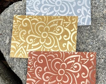 Bold Floral Laser Engraved Metal Sheet 3x2” = Textured Jewelry Blank = Copper, Brass & More  (XLP0010)