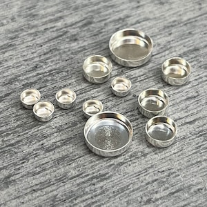 Sterling Silver Round Bezel Cups (514S) **Choose Size**