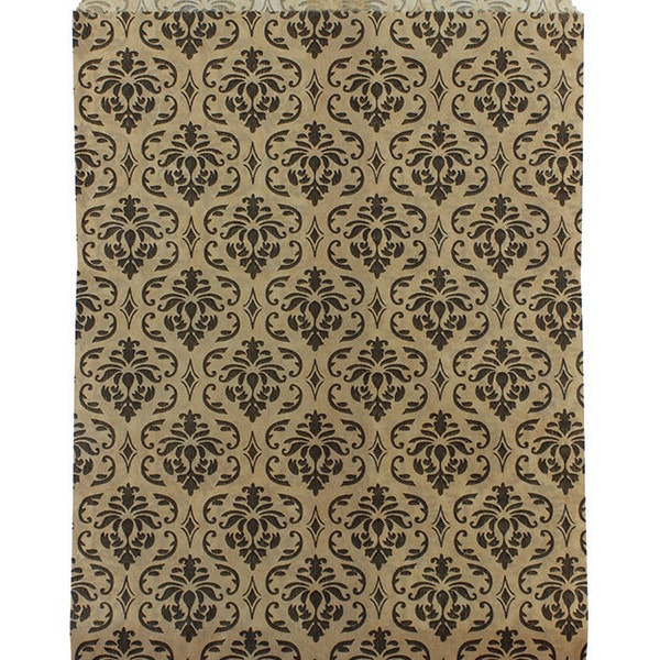 Paper Gift Bag Black & Gold Damask 5"x7" (Pkg of 100)  (DBG1173)