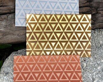 Bold Triangles Laser Engraved Metal Sheet 3x2” = Textured Jewelry Blank = Copper, Brass & More  (XLP0024)