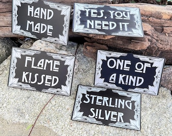 Laser Engraved Art Deco Black Aluminum Showcase Signs (DSI130XK) **Choose Message**