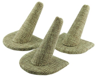 Burlap Single Ring Fingers 1/2 Round Base 2-1/8" x 2-1/2" x 2-1/8H" (Pkg of 3)  (DRG3239)