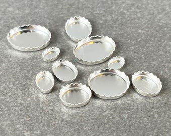 Sterling Serrated Oval Bezel Cup (Sold by the Pack) (518S-XX) **Choose Size**