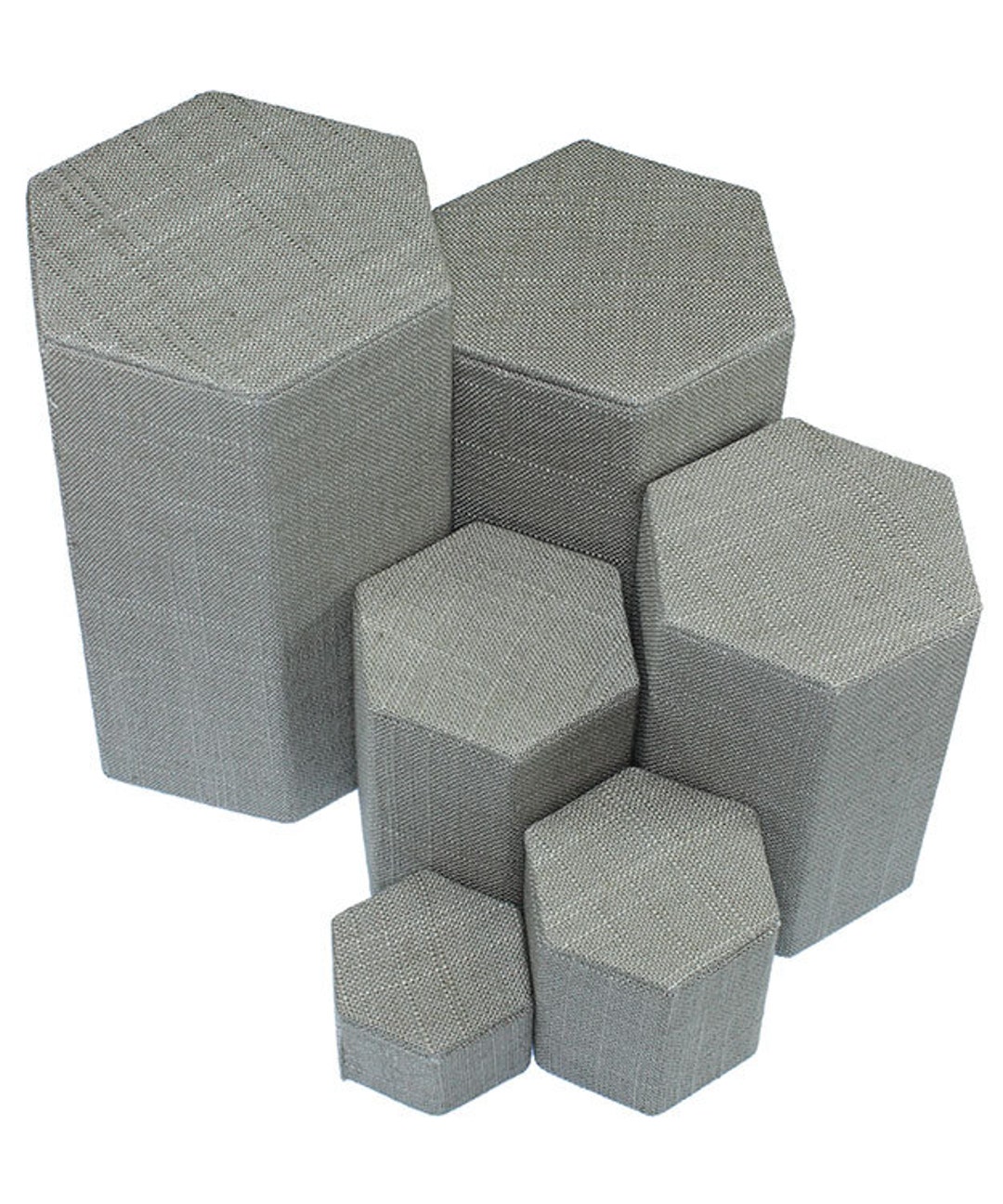 Grey Linen Stackable Riser Set of 6 From 1-1/4